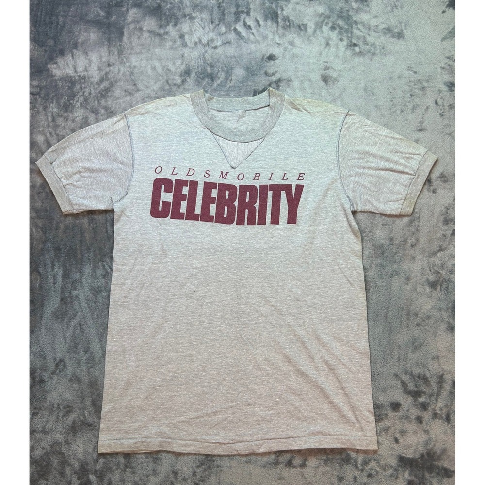 Vintage Oldsmobile Celebrity T Shirt Gray Short Sleeve Ringer Tee
